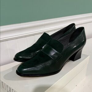 Like New NICKELS Vintage Emerald Green Leather Women's Loafers - 8.5M